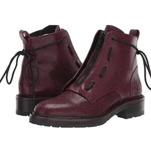 Rag & Bone 40, 9.5 Cannon Merlot leather combat boot removable zipper Lace-Up